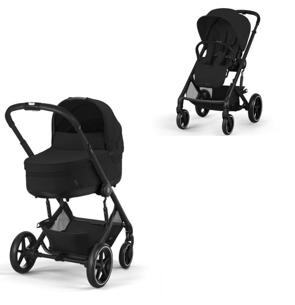 Коляска Cybex Balios S Lux BLK complete Cloud G Almond Beige Plus Base G 4 в 1 Moon Black с дождевиками