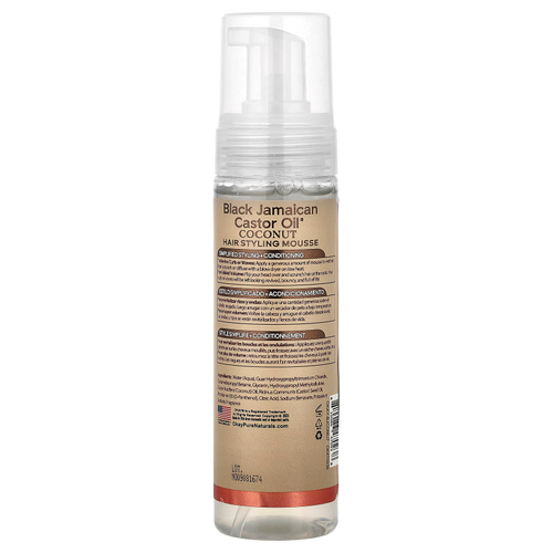 Okay Pure Naturals, Black Jamaican Castor Oil®, мусс для укладки волос, гибкая фиксация, для сухих и поврежденных локонов, кокос, 221 мл (7,5 унции)