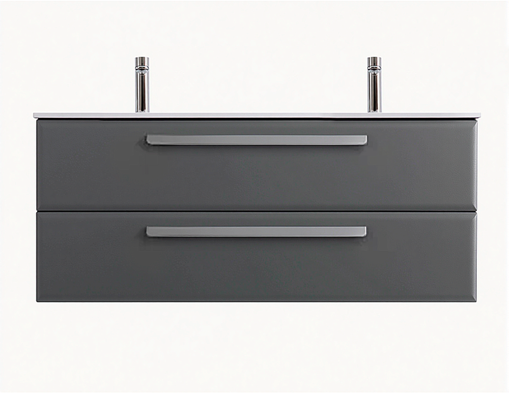 Тумба с раковиной Cezares ECO-CER-N-1200-2C-SO-GSO-P+CZR-8073-120-1-2 Темно-серая матовая