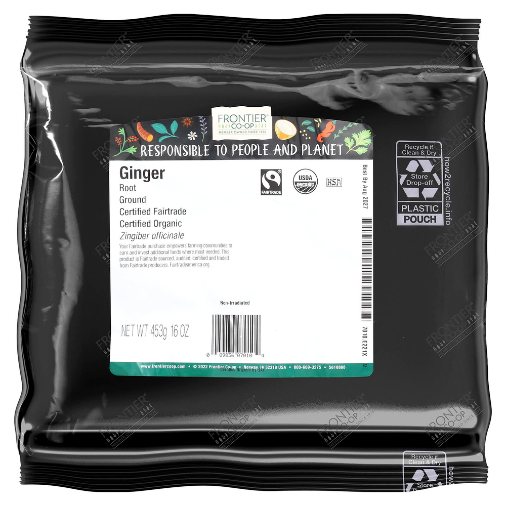 Frontier Co-op, Молотый корень органического имбиря, 453 г (16 унции)