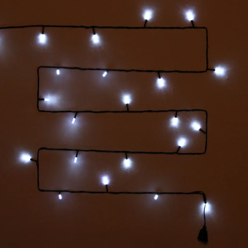 Гирлянда для дома «Кристаллы» 5 м 36 ламп LED черный пров., 8 реж., IP-40, Белый (возможность соединения)