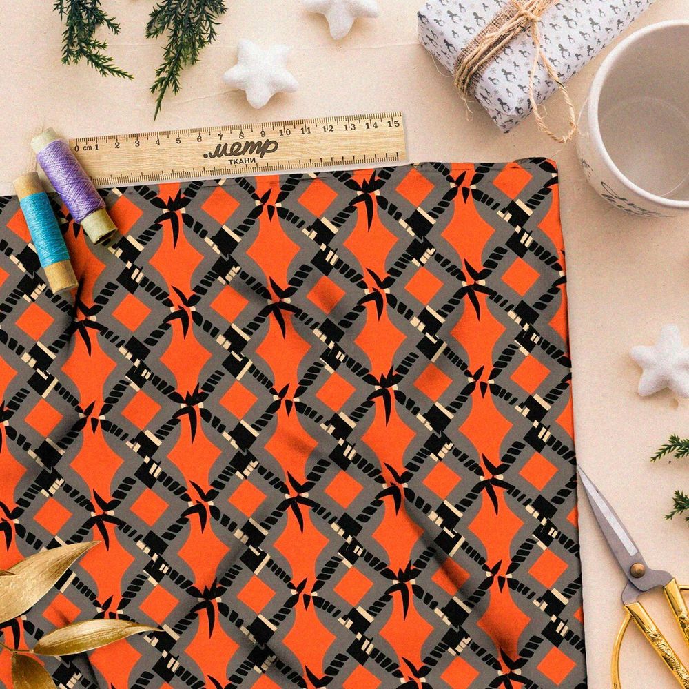 Ткань премиум интерлок коралловый рассвет