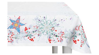 Скатерть 168х350см Mix&Match Home Счастливая звезда белая с принтом