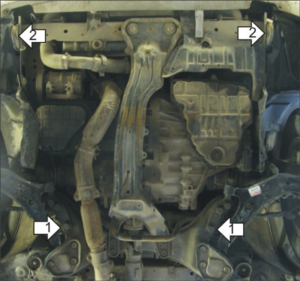 Защита картера Двигателя, КПП. 2 мм, Сталь. для Nissan R Nessa 1997-2001 MOTODOR.01412
