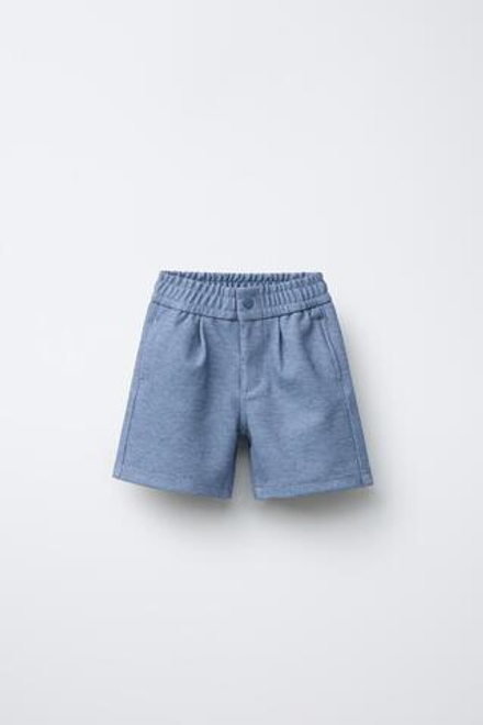 ZARA ШОРТЫ КОМФОРТНОЙ ПОСАДКИ ИЗ РЕЛЬЕФНОЙ ТКАНИ, СИНИЙ