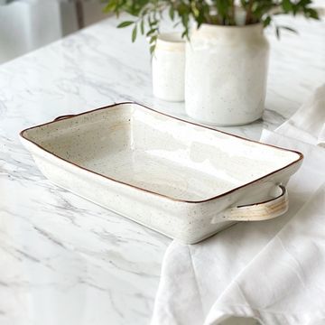 Блюдо с ручками Latte 1,95 л, 30*19,5 см, ручная работа, фарфор