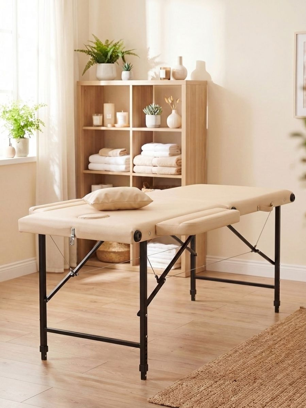 Массажный стол складной с регулировкой высоты Massagecomplekt, 190*70, c подлокотниками, черный