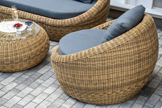 "Барселона" лаунж-зона из искусственного ротанга, цвет соломенный