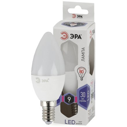 Лампа светодиодная ЭРА STD LED B35-9W-860-E14 9Вт свеча холодный дневной свет Е14