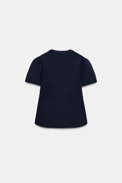 ZARA КАРДИГАН С ОБЪЕМНЫМИ РУКАВАМИ И РАЗРЕЗАМИ, МОРСКОЙ СИНИЙ