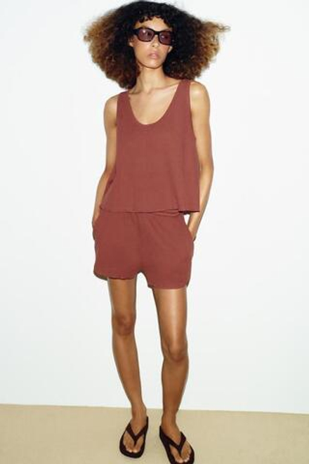 ZARA ТЕКСТУРНЫЕ ШОРТЫ, ЧЕРЕПИЧНЫЙ
