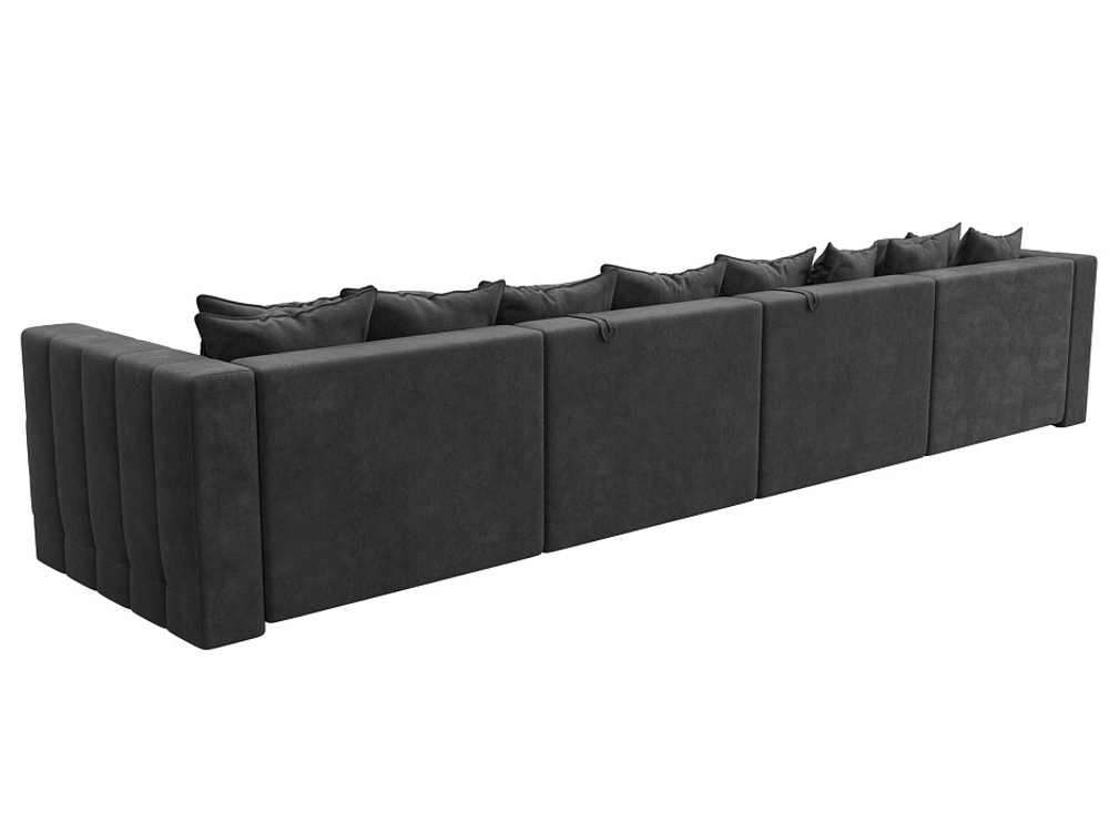 Диван П-образный Лига-052 НПБ Лонг, BRUT 16 ВЕЛЮР темно-серый