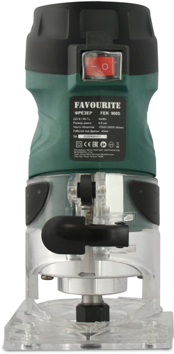 Фрезер по дереву кромочный электрический FAVOURITE FER 900S, 900Вт, цанга 8мм, 10000-30000об/мин, аксессуары.