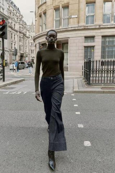 ZARA ШИРОКИЕ БРЮКИ СО ШВАМИ, ЧЕРНЫЙ