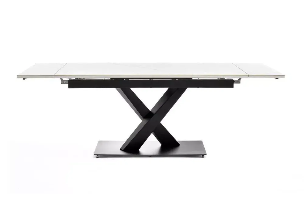 "Юпитер" стол интерьерный раздвижной обеденный из керамики, цвет белый глянцевый