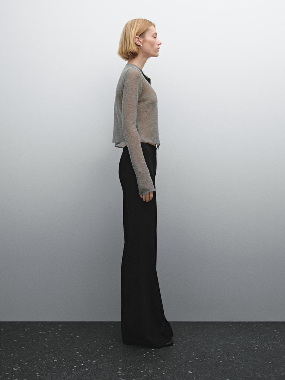 Massimo Dutti Расклешенные брюки с молнией, черный