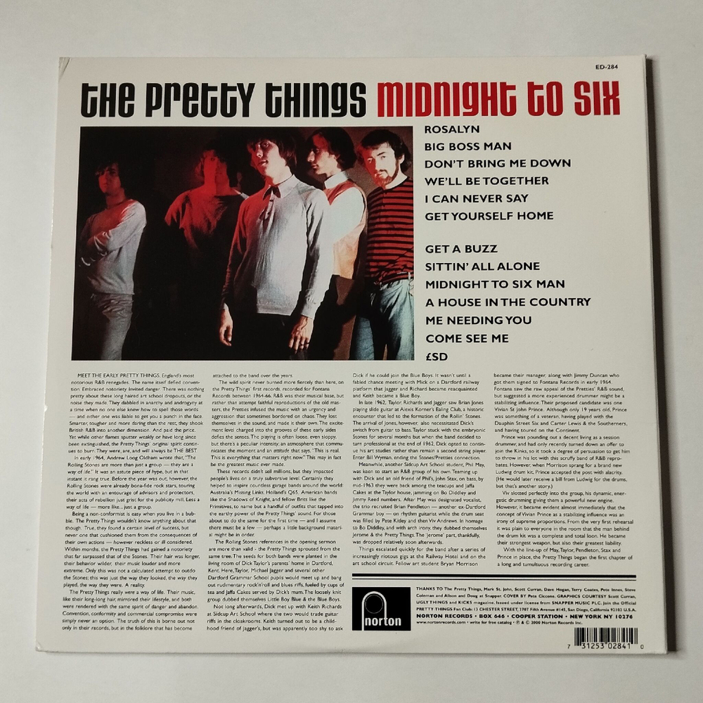 Винтажная виниловая пластинка LP The Pretty Things Midnight To Six (USA 2000)