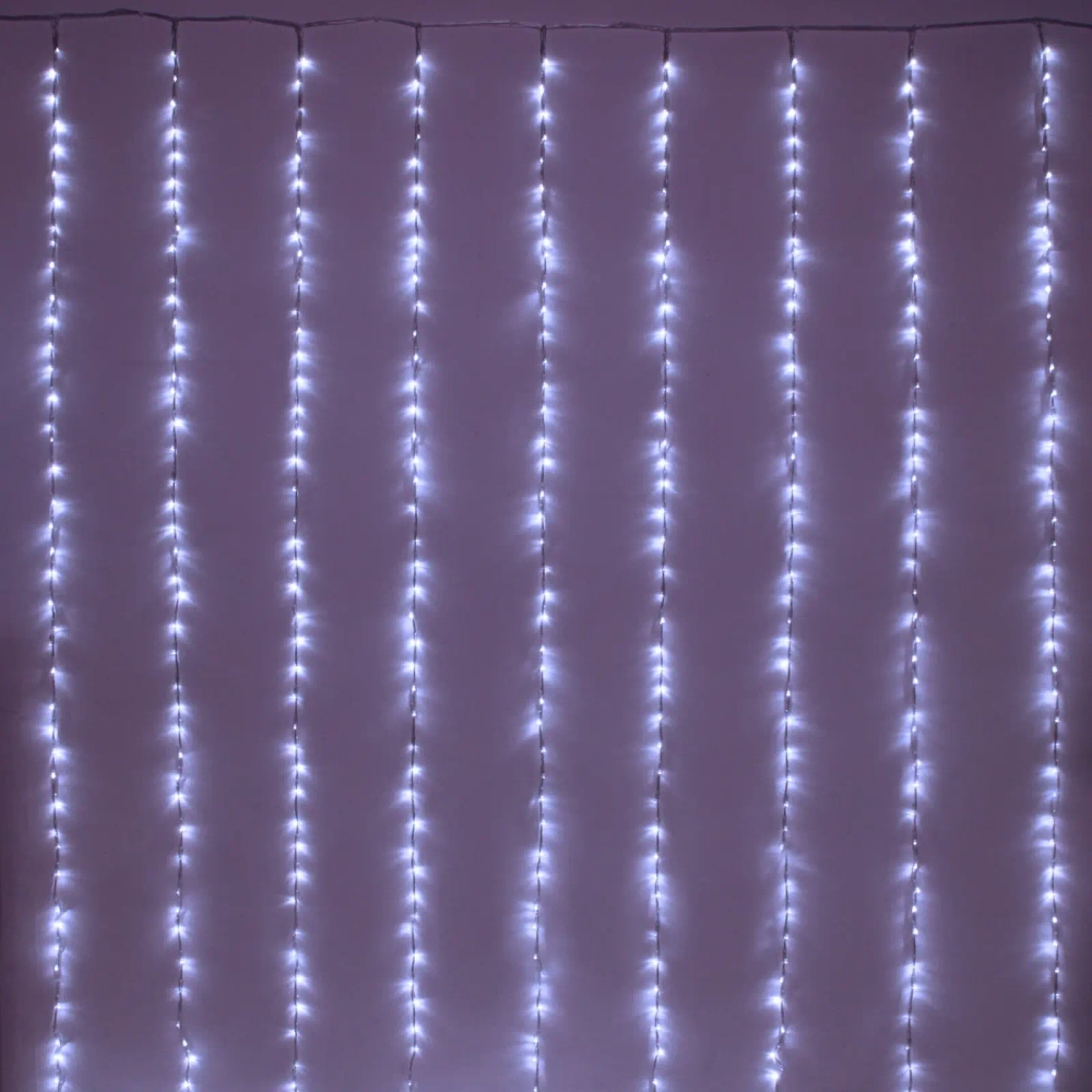 Гирлянда для дома ЗАНАВЕС «Водопад Созвездие» ш2м* в3м 624 лампы LED, прозрачн. пров, IP-40. Белый