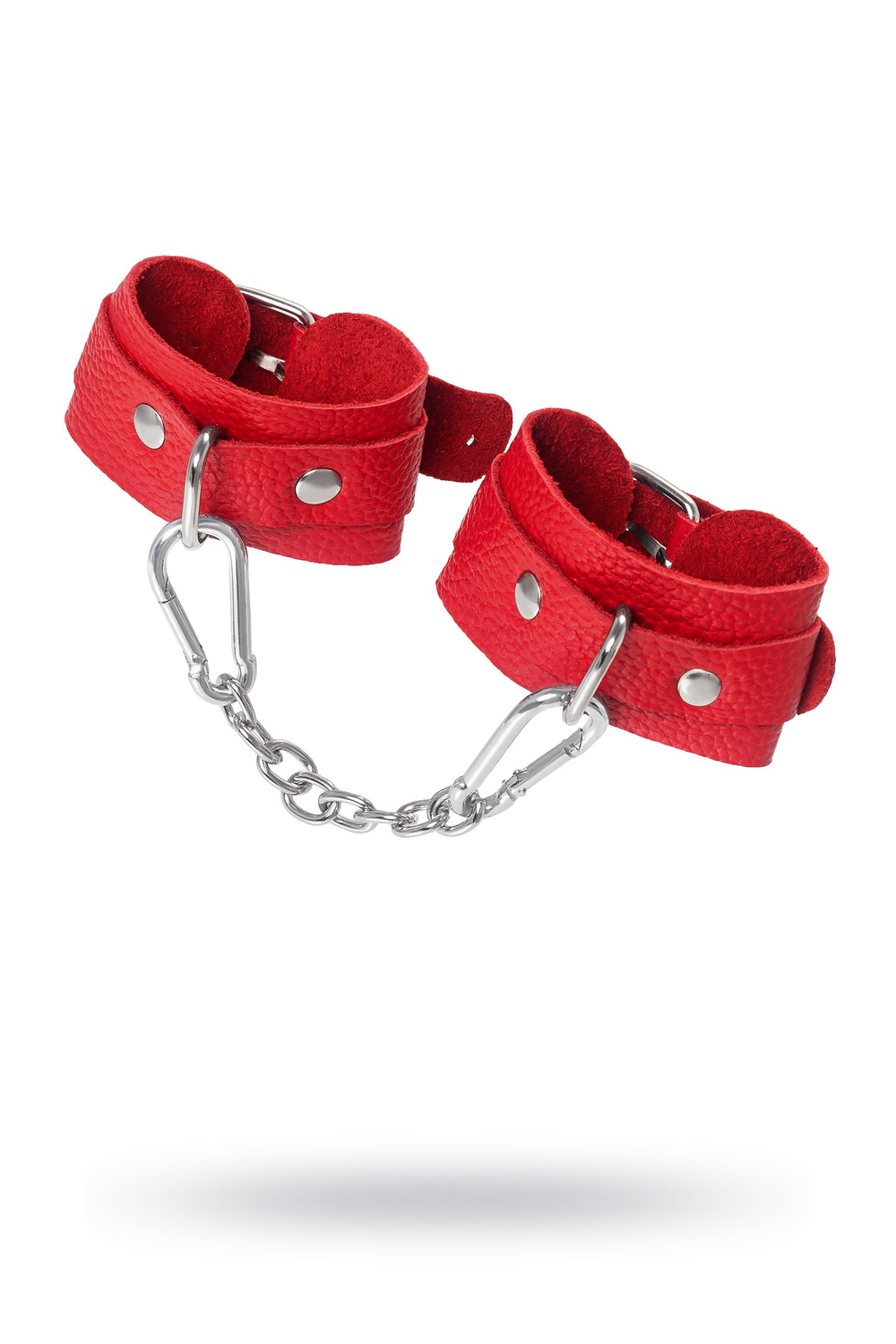 Наручники-браслеты Pecado BDSM, мини со скруглёнными углами, натуральная кожа, красные