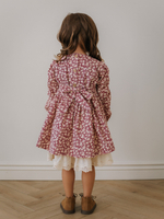 Платье с рюшами в цветочек, Бордовый