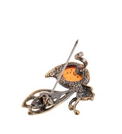 AM-1634 Брошь «Пчелка Майя» (латунь, янтарь)