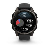 Смарт - часы Garmin fenix 8 - 43 мм, AMOLED Sapphire, угольно-черный DLC, пепельно-серый ремешок