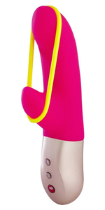 Ярко-розовый мини-вибратор Amorino с силиконовой петлёй - 17,7 см. (Цвет: ярко-розовый)