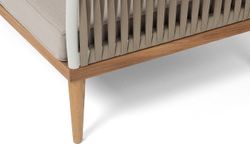 "Касабланка" диван 2-местный плетеный из роупа, основание дуб, каркас алюминий светло-серый (RAL7035) муар,роуп серо-коричневый 23мм,ткань бежевая