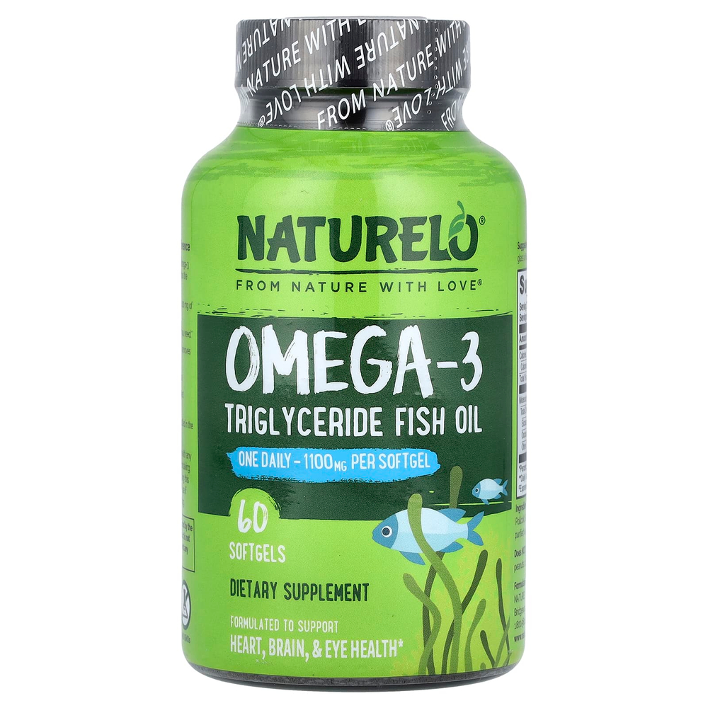 NATURELO, омега-3, рыбий жир в форме триглицеридов, 1100 мг, 60 мягких таблеток