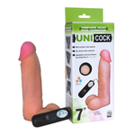 Вибратор с креплением для страпон-трусиков Unicock 7''12 режимов, вторая кожа (19 см, телесный ) (Цвет: телесный)