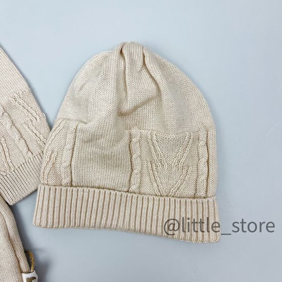 Комбинезон вязаный с шапочкой, Нежный беж