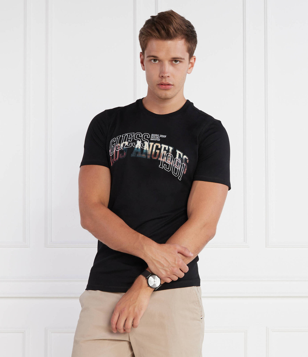 Футболка SS CN PRINTED FLOCK GUESS - черный(M3YI05 I3Z14)