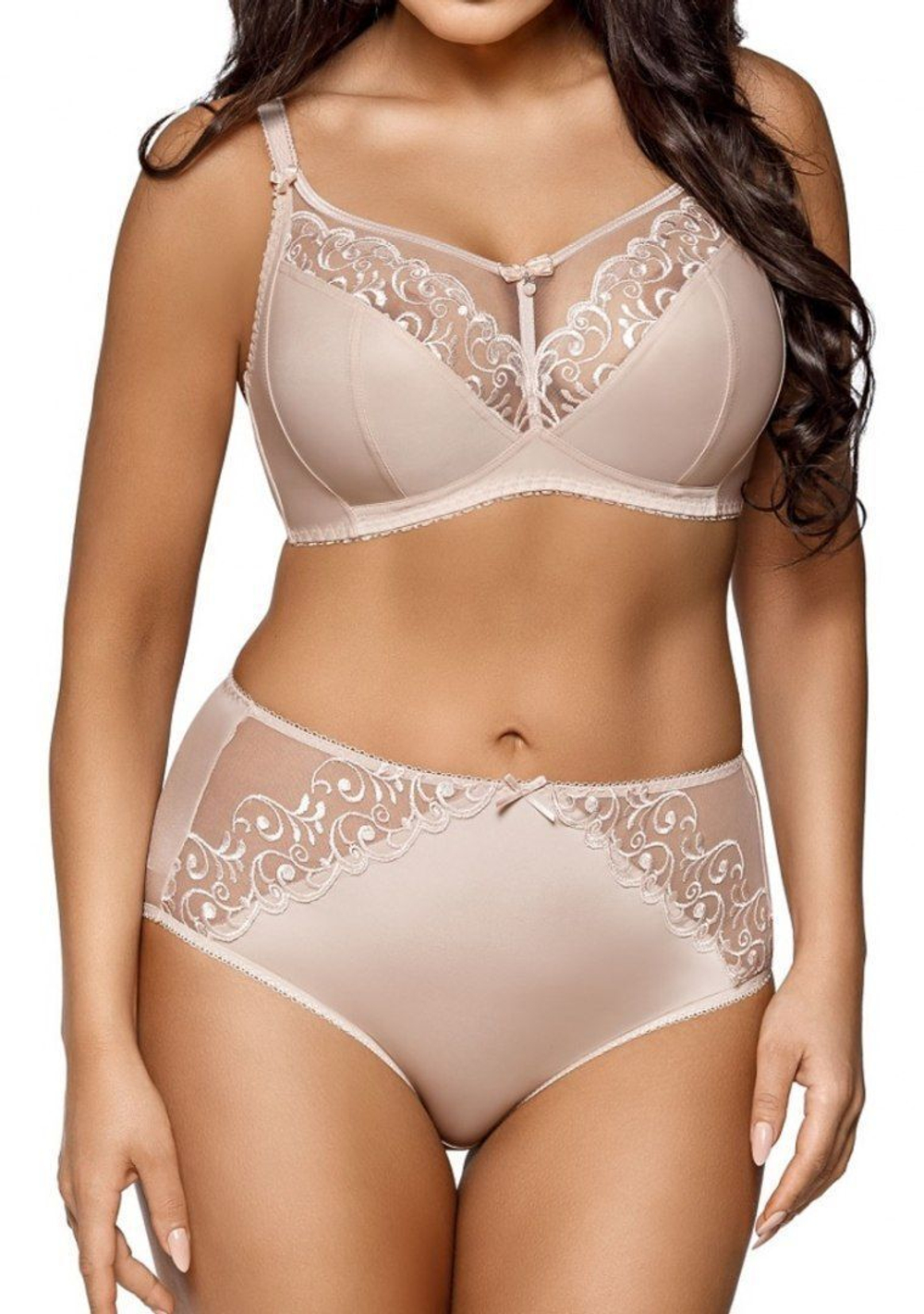 Бюстгальтер с мягкими чашечками с вышивкой без косточек (Размер: 70H) (Цвет: бежевый)