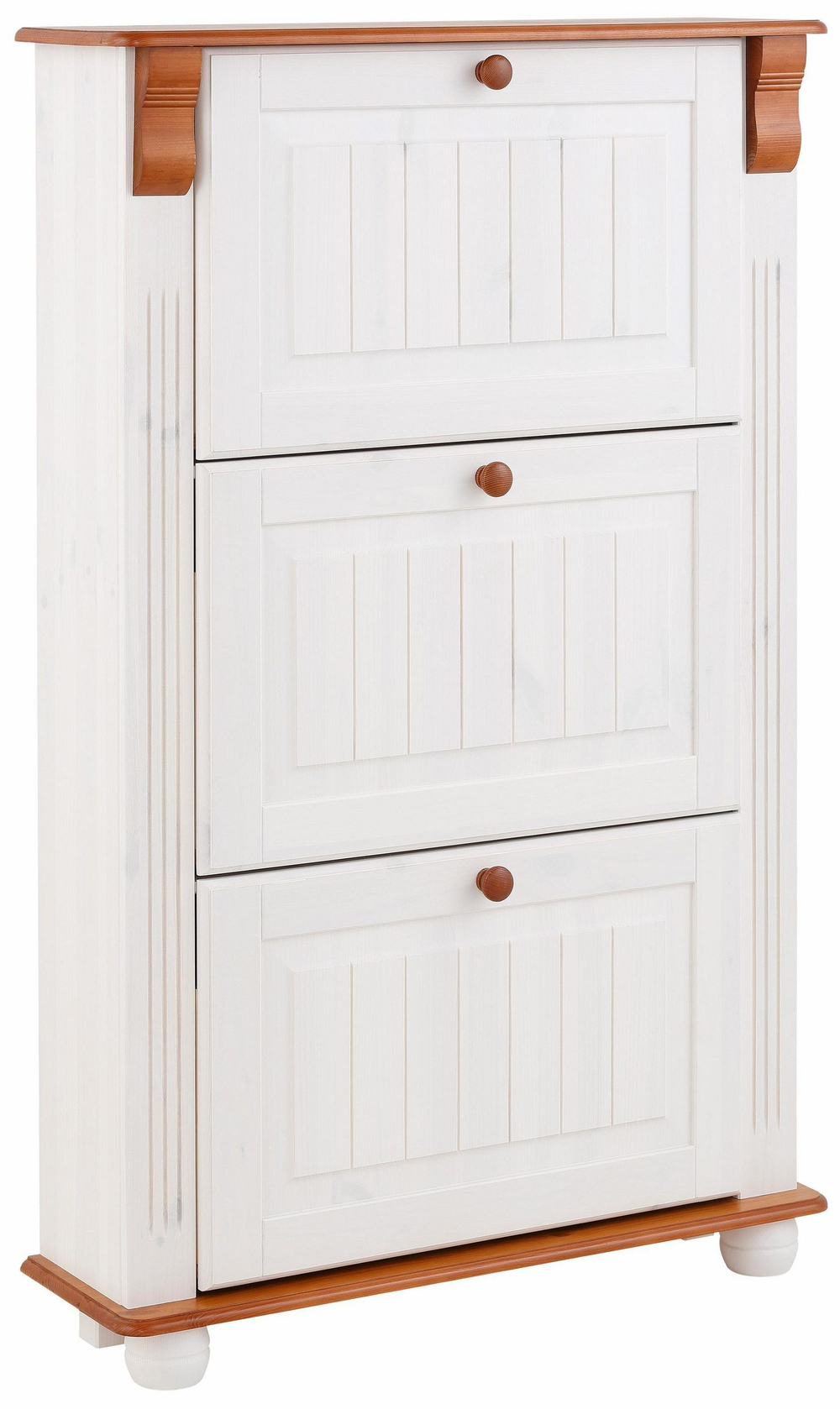 Обувница Adele из сосны, с 3 откидными дверцами, белая