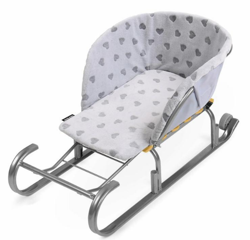 Сиденье-матрац для санок меховое СС2-4/С с сердечками серый