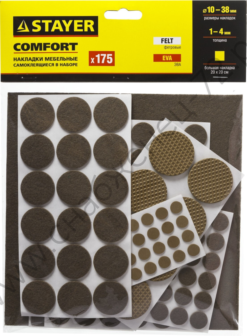 STAYER коричневый, самоклеящихся, 175 шт., набор мебельных накладок (40916-H175)