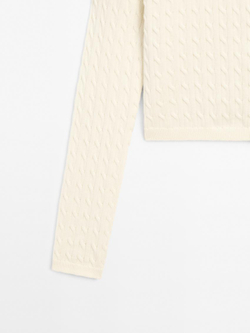 Massimo Dutti Кардиган из 100% хлопка с узором «косы», кремовый