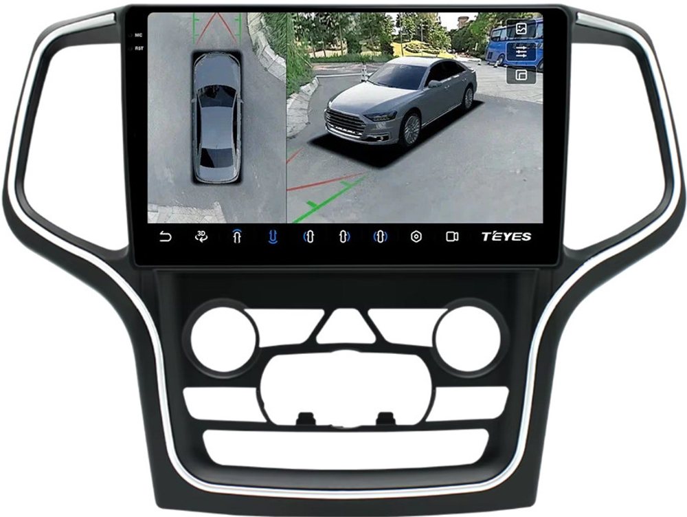Магнитола для Jeep Grand Cherokee WK2 2013-2021 (взамен 8.4" экрана) - Teyes CC3-2K-360 на Android 10, 2K QLED, 6Гб+128Гб, CarPlay, 4G SIM-слот, 4 камеры в комплекте