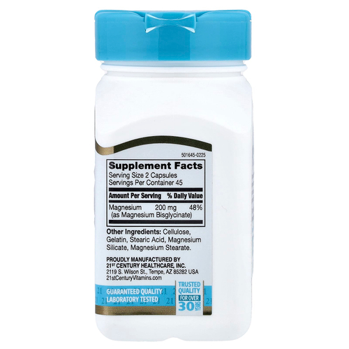 21st Century, Хелатный глицинат магния, 90 капсул (100 мг на капсулу)