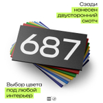 Номер на дверь 687, табличка на дверь для офиса, квартиры, кабинета, аудитории, склада, черная 120х70 мм, Айдентика Технолоджи