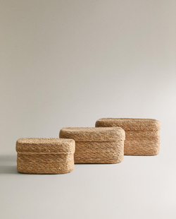 Zara Home Корзина из морской травы, цвет бежевый, 18 см · 6354/049