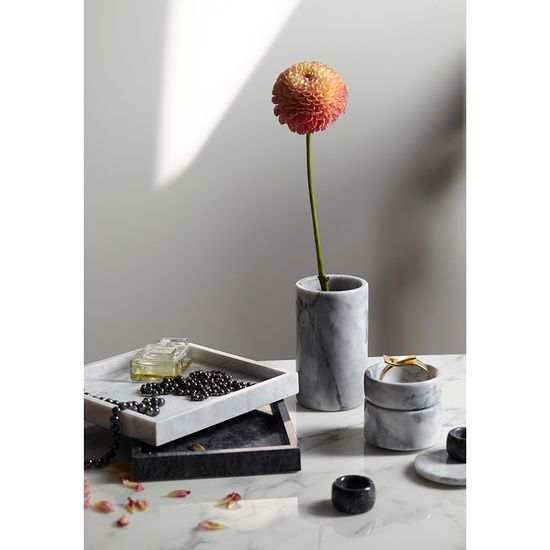 Шкатулка для украшений marm, D10,5 см, белый мрамор