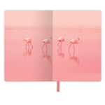 Блокнот малый ФОРМАТ (100х150 мм) А6 BRAUBERG VISTA "Flamingo" под кожу гибкий тиснение фольга 80 л. (2 штуки в упаковке)