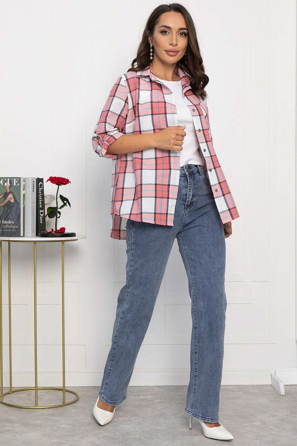 Рубашка Аланта (бело-розовая) Б14036-18М LT Collection