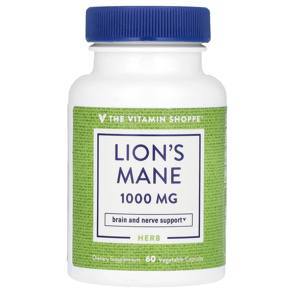 The Vitamin Shoppe, ежовик гребенчатый, 60 растительных капсул (500 мг в 1 капсуле)