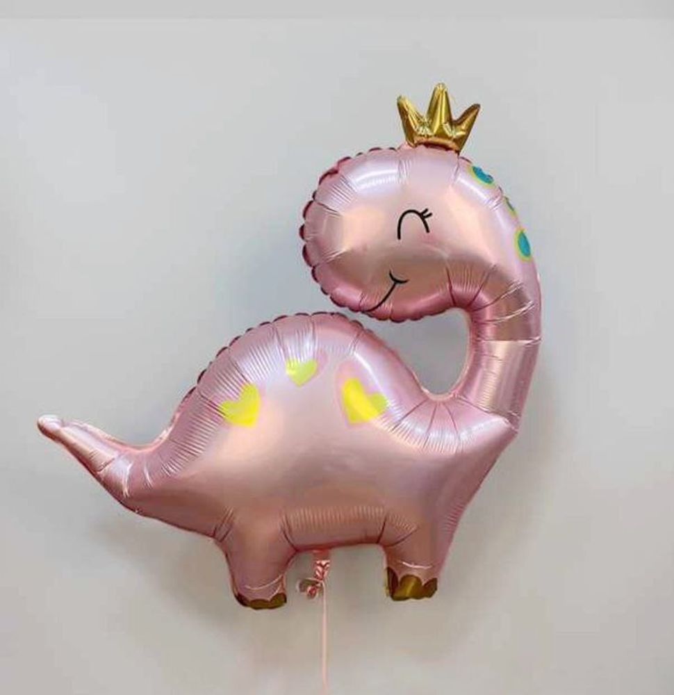 Розовый динозавр в короне 28″/71 см (БГ-30)