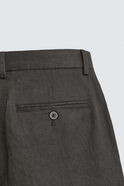 ZARA БЕРМУДЫ ИЗ 100% ЛЬНА КЛАССИЧЕСКОГО КРОЯ, КОРИЧНЕВЫЙ