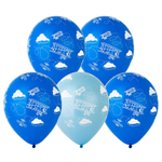 Шар латексный 30см Самолетики (Синий)