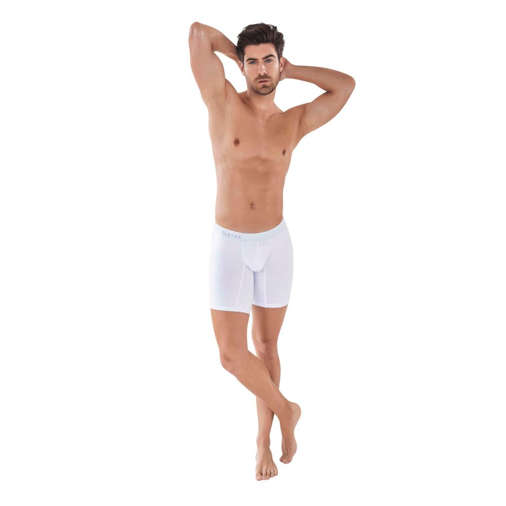 Мужские трусы боксеры белые удлиненные Clever CARIBBEAN LONG BOXER 088601