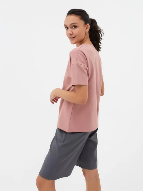 Футболка женская Basic line, цвет пыльно-розовый, р-р 46